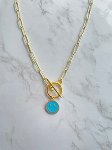 toggle smiley link necklace