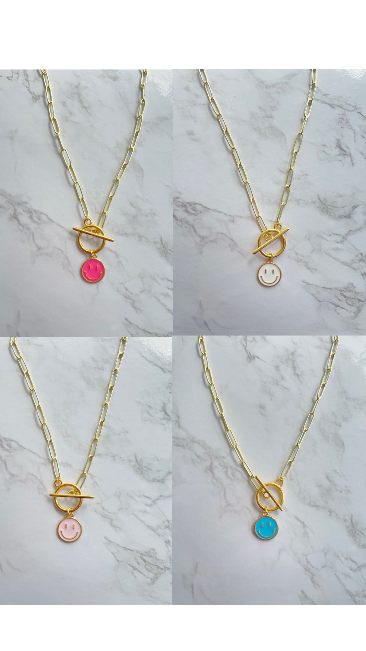 toggle smiley link necklace